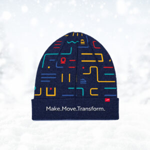 RTA Premium Blue Beanie Cap – Move Design | Acrylic Elastic Material with Embroidered Logo & Jacquard Lines